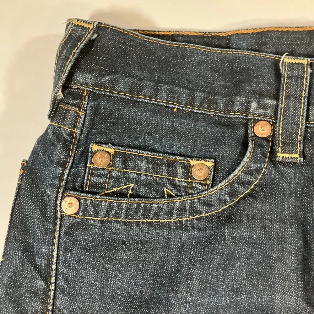 True Religion Basic Straight Jeans Mens 29 World Tour Dark Wash Denim